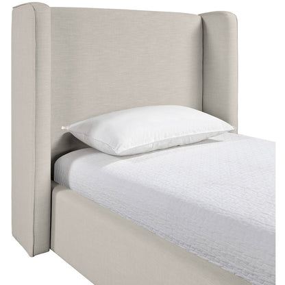 Kendall Beige Linen Textured Fabric Upholstered Twin Bed