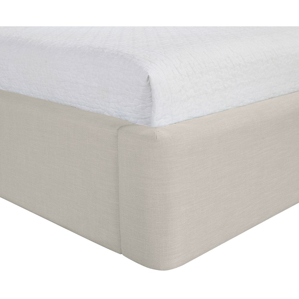 Kendall Beige Linen Textured Fabric Upholstered Twin Bed