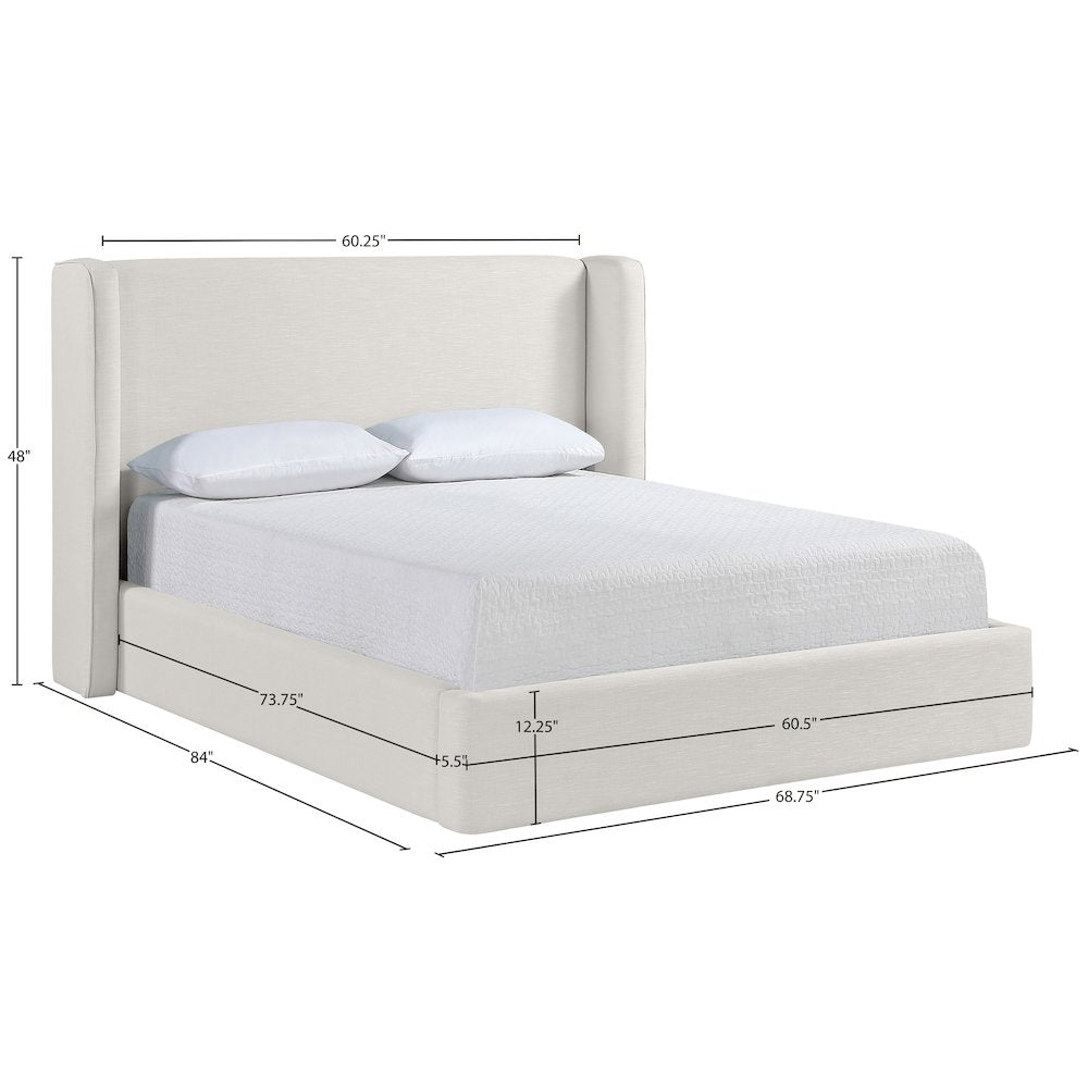 Kendall Cream Linen Textured Fabric Upholstered Full Bed