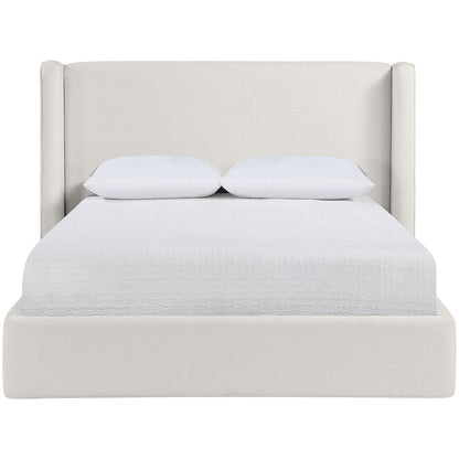 Kendall Cream Linen Textured Fabric Upholstered Full Bed