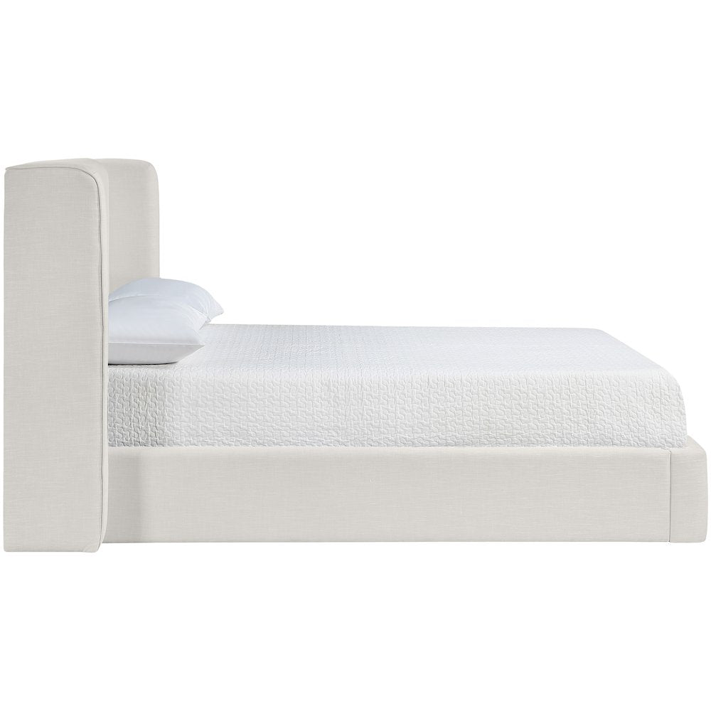 Kendall Cream Linen Textured Fabric Upholstered Full Bed
