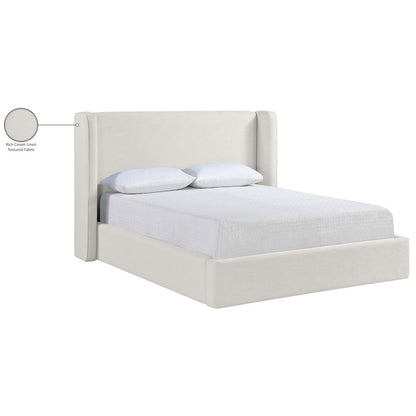 Kendall Cream Linen Textured Fabric Upholstered King Bed