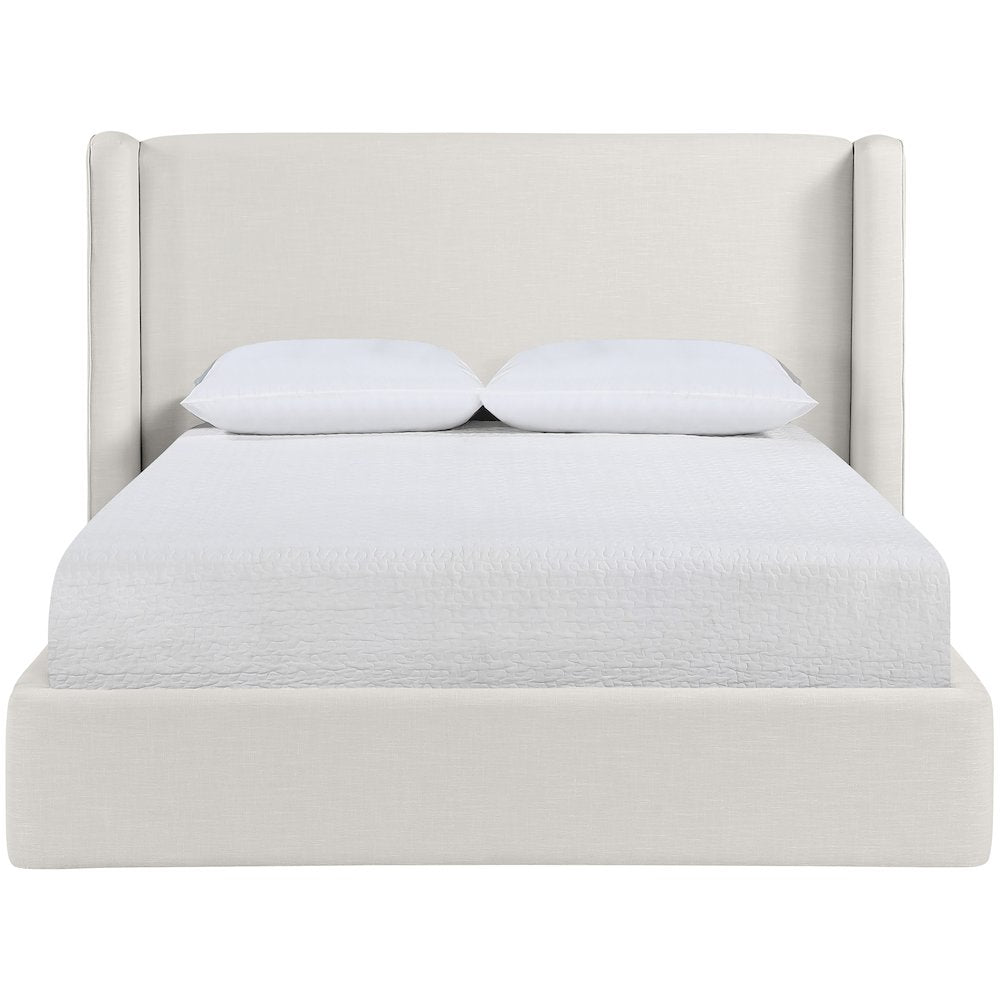 Kendall Cream Linen Textured Fabric Upholstered King Bed