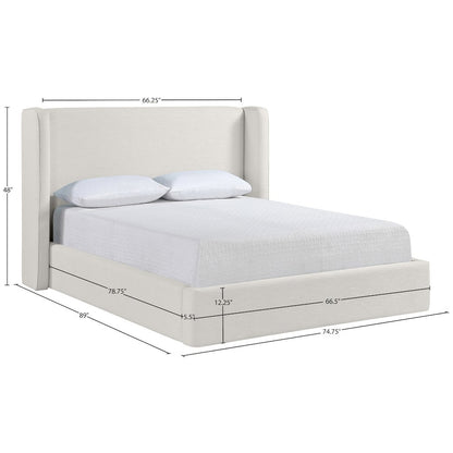 Kendall Cream Linen Textured Fabric Upholstered Queen Bed
