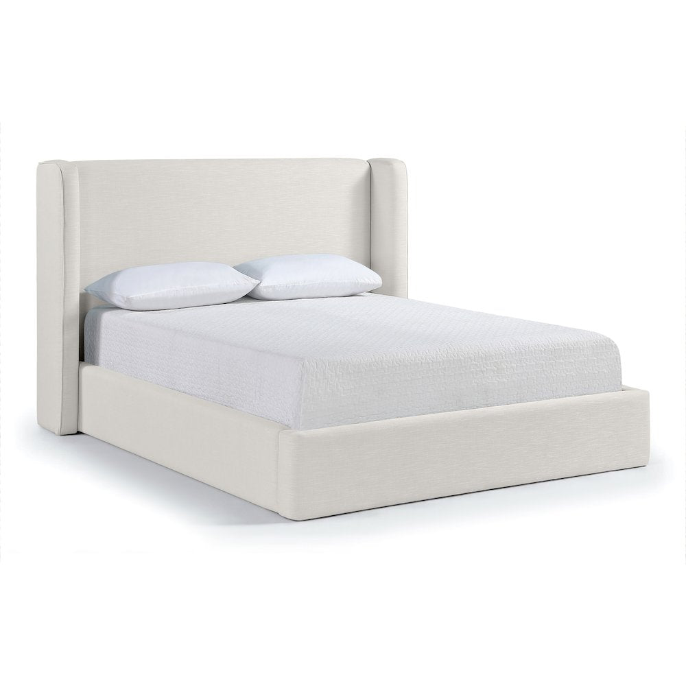 Kendall Cream Linen Textured Fabric Upholstered Queen Bed