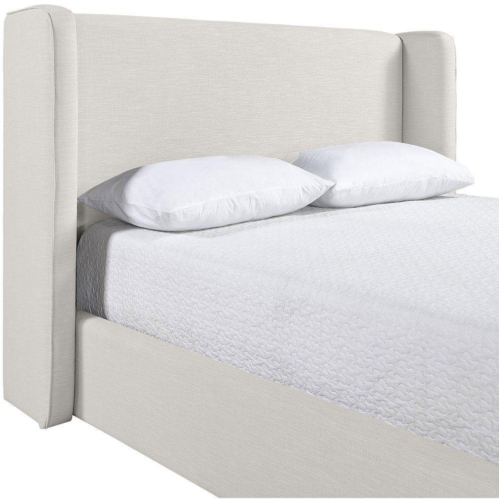 Kendall Cream Linen Textured Fabric Upholstered Queen Bed