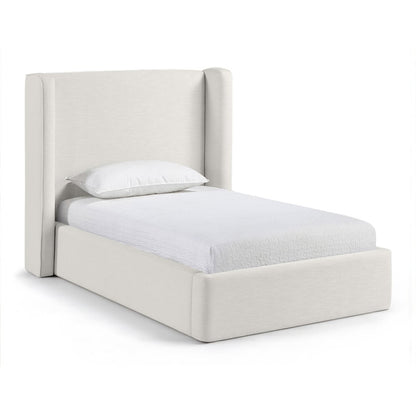 Kendall Cream Linen Textured Fabric Upholstered Twin Bed