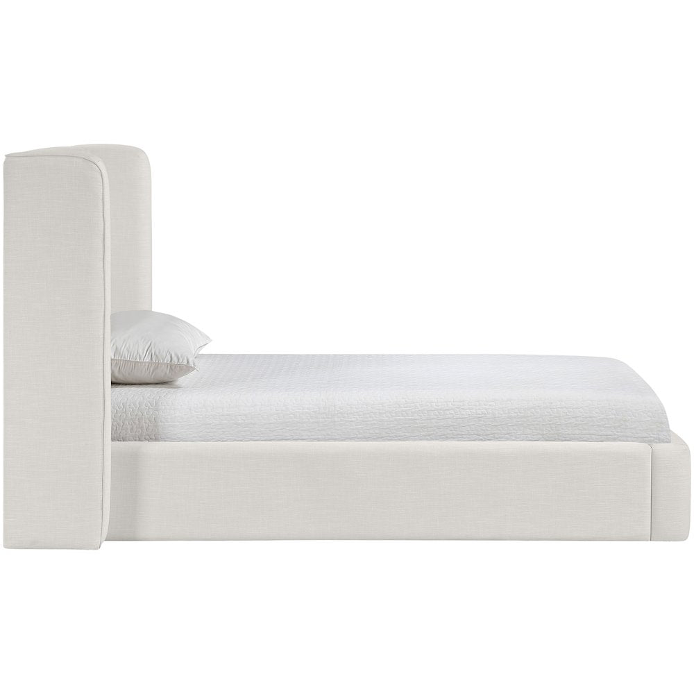 Kendall Cream Linen Textured Fabric Upholstered Twin Bed