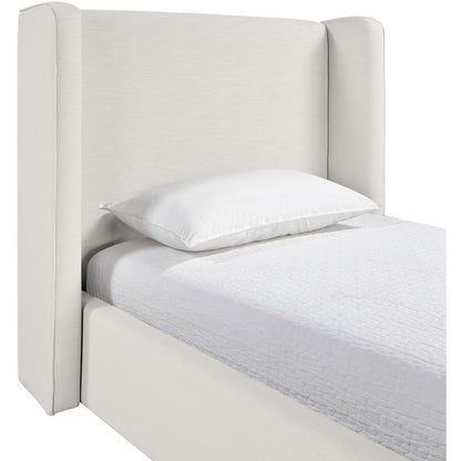 Kendall Cream Linen Textured Fabric Upholstered Twin Bed