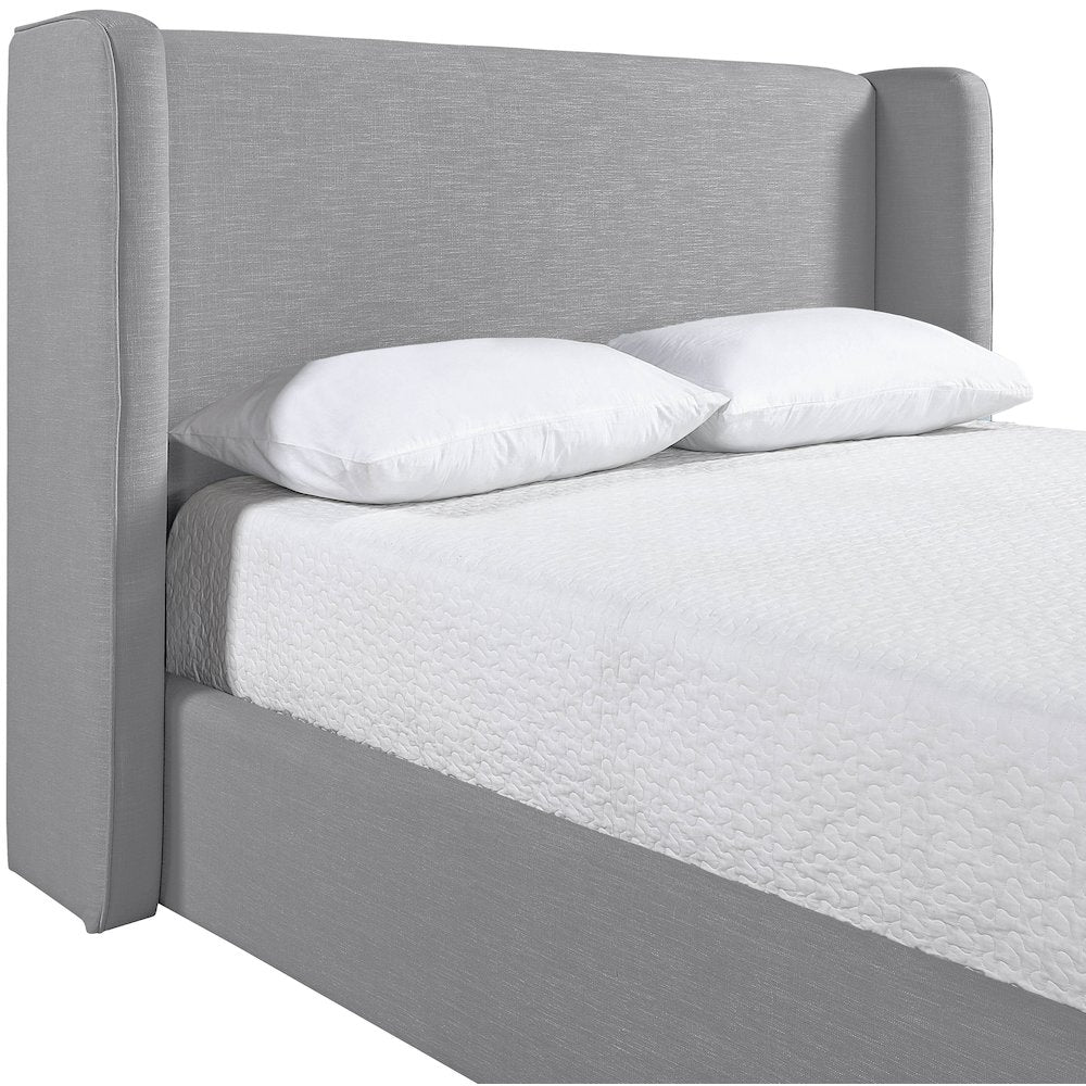 Kendall Grey Linen Textured Fabric Upholstered Queen Bed