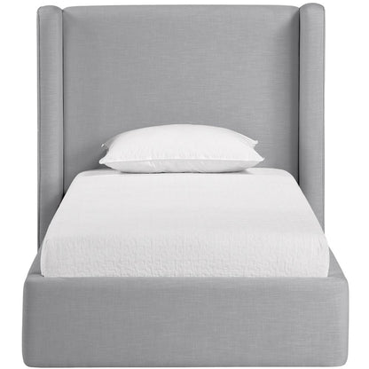 Kendall Grey Linen Textured Fabric Upholstered Twin Bed