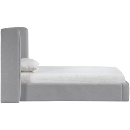 Kendall Grey Linen Textured Fabric Upholstered Twin Bed