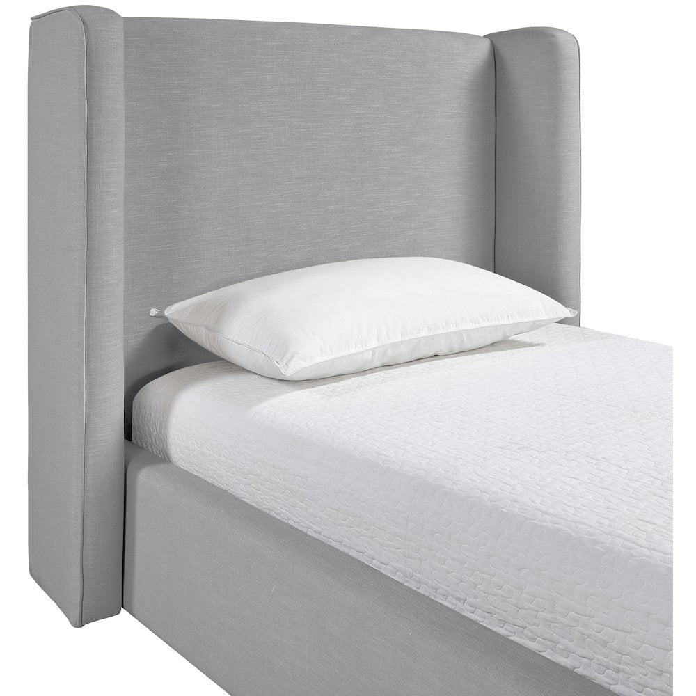 Kendall Grey Linen Textured Fabric Upholstered Twin Bed