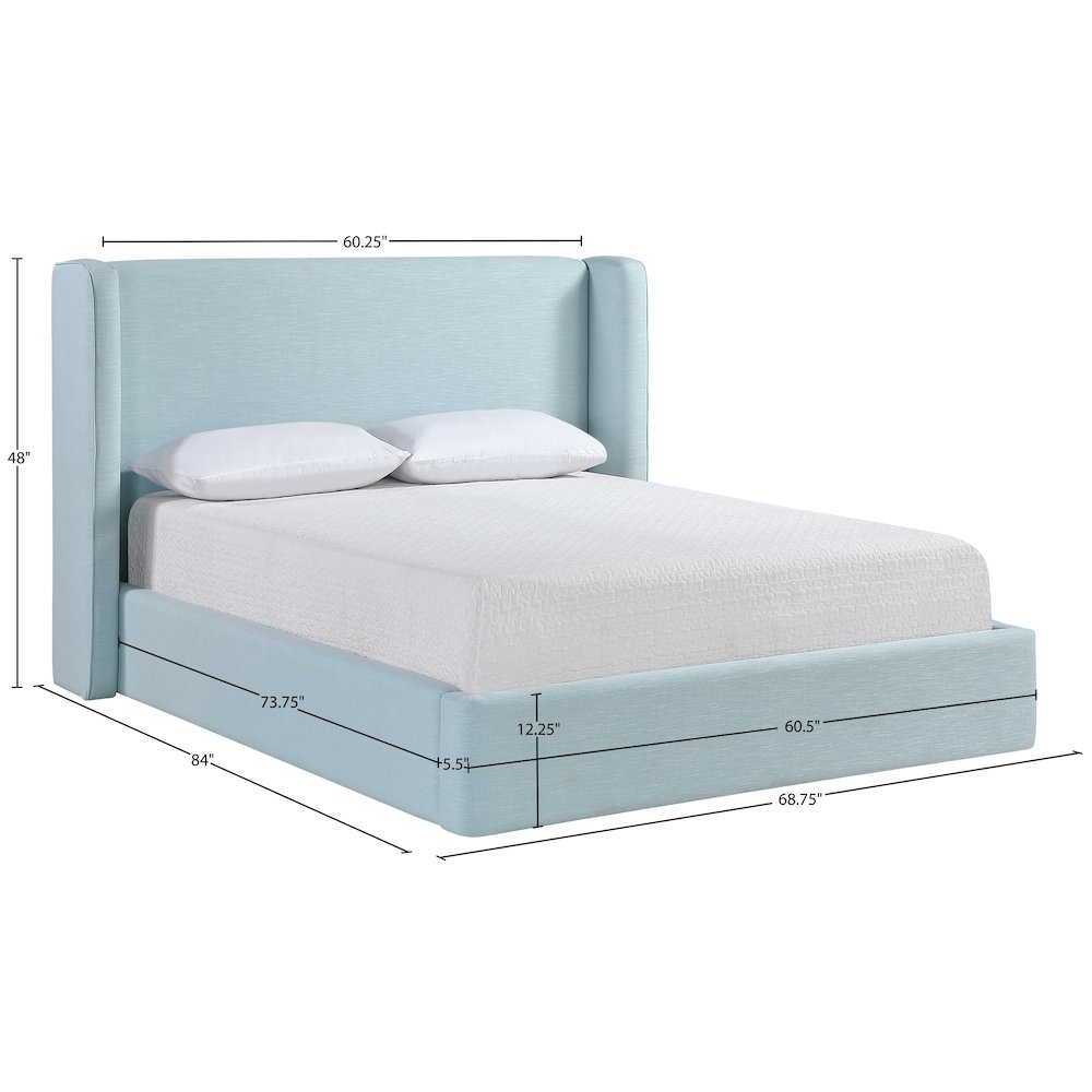 Kendall Light Blue Linen Textured Fabric Upholstered Full Bed