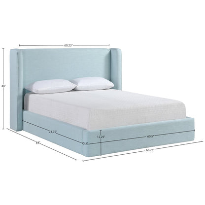 Kendall Light Blue Linen Textured Fabric Upholstered Full Bed