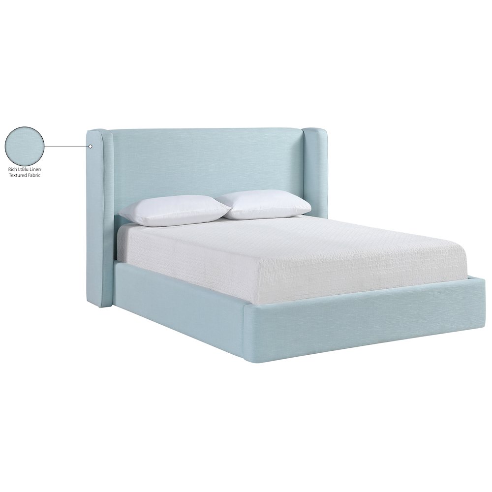 Kendall Light Blue Linen Textured Fabric Upholstered Full Bed
