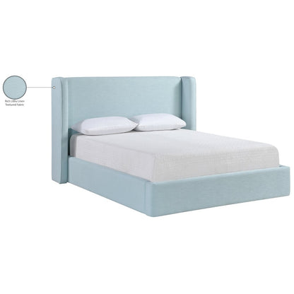 Kendall Light Blue Linen Textured Fabric Upholstered Full Bed