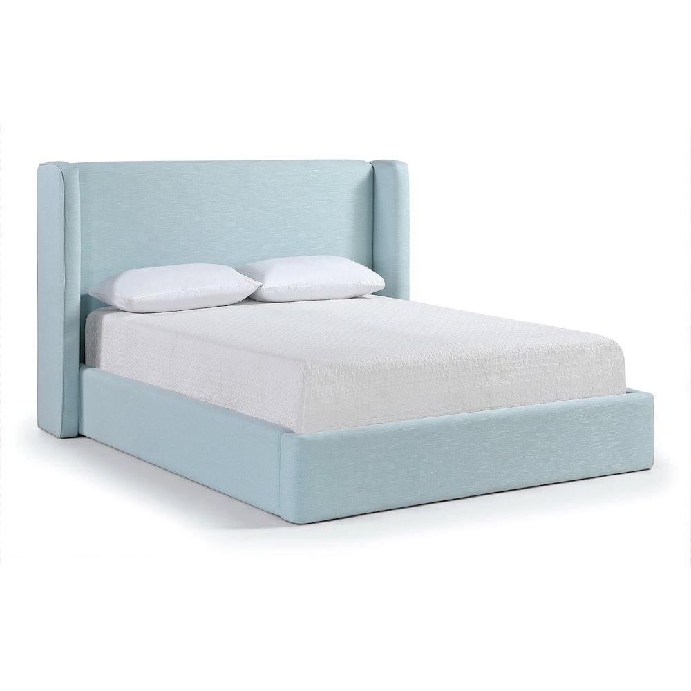 Kendall Light Blue Linen Textured Fabric Upholstered Full Bed