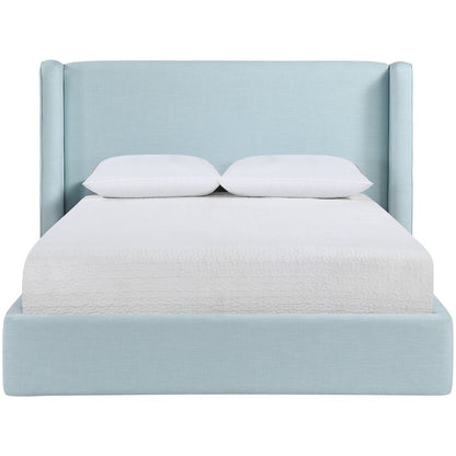 Kendall Light Blue Linen Textured Fabric Upholstered King Bed