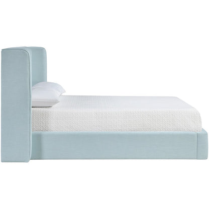 Kendall Light Blue Linen Textured Fabric Upholstered King Bed