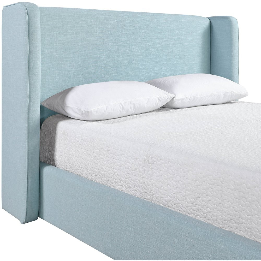 Kendall Light Blue Linen Textured Fabric Upholstered King Bed