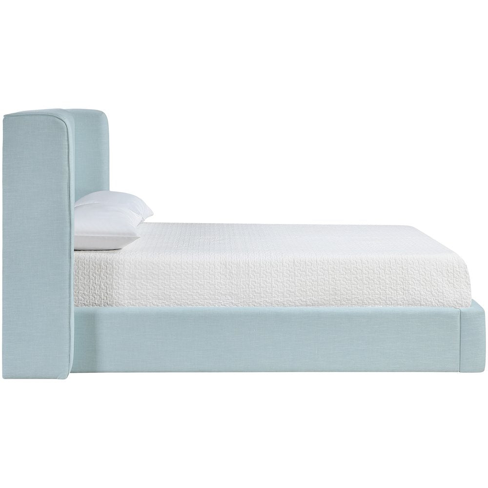 Kendall Light Blue Linen Textured Fabric Upholstered Queen Bed
