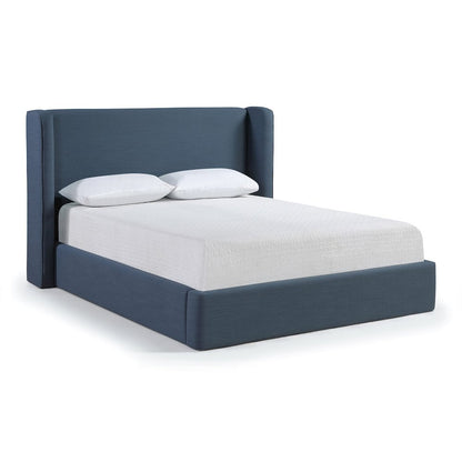 Kendall Navy Linen Textured Fabric Upholstered King Bed