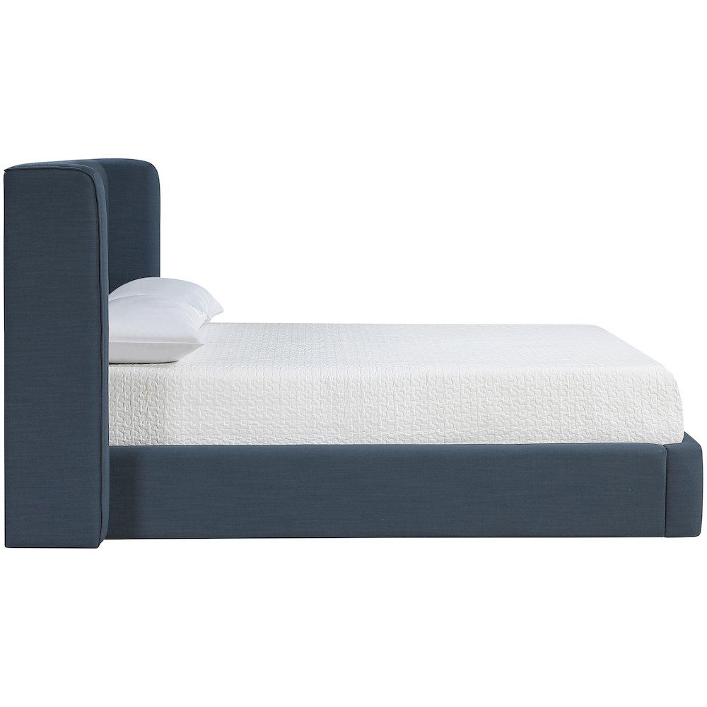 Kendall Navy Linen Textured Fabric Upholstered King Bed