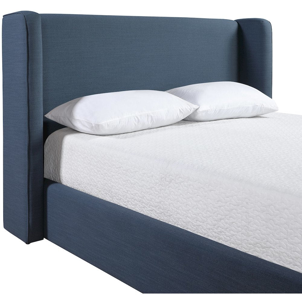 Kendall Navy Linen Textured Fabric Upholstered Queen Bed