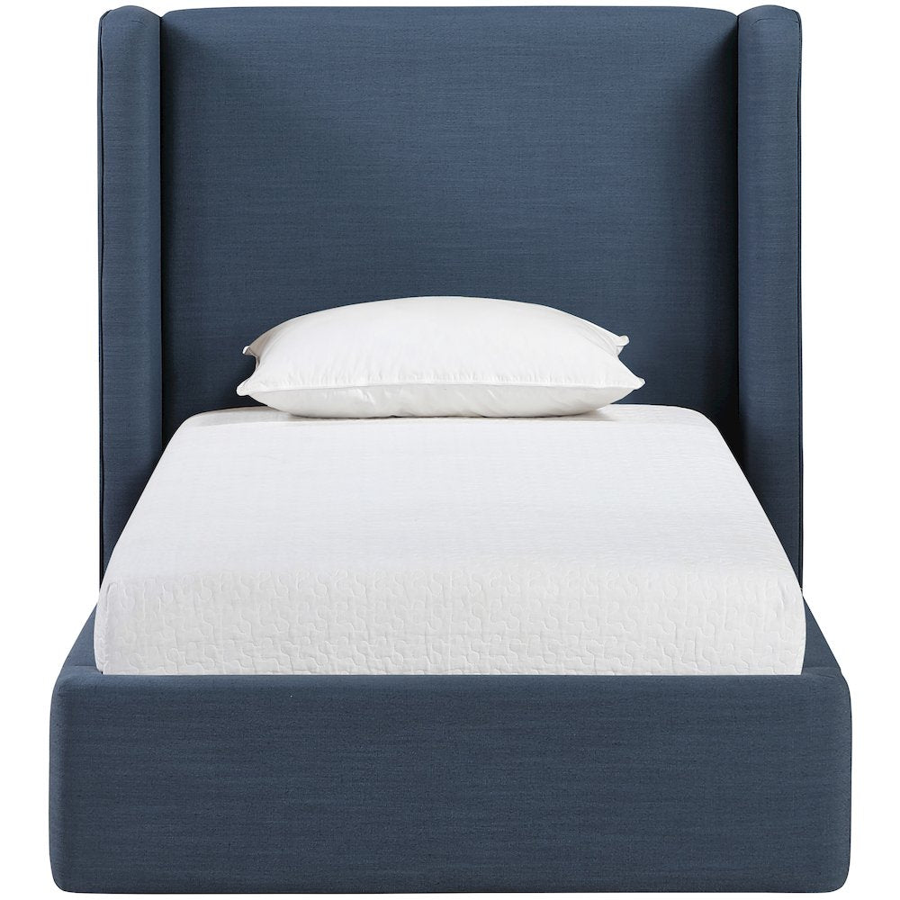 Kendall Navy Linen Textured Fabric Upholstered Twin Bed