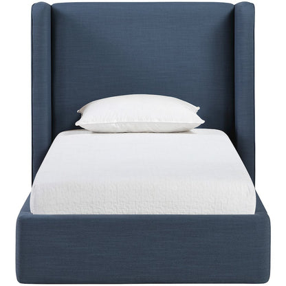 Kendall Navy Linen Textured Fabric Upholstered Twin Bed