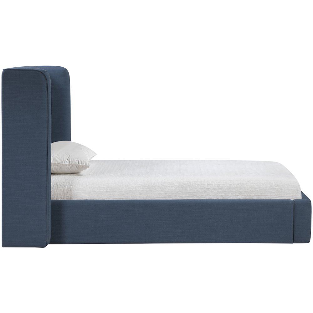 Kendall Navy Linen Textured Fabric Upholstered Twin Bed