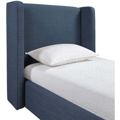 Kendall Navy Linen Textured Fabric Upholstered Twin Bed