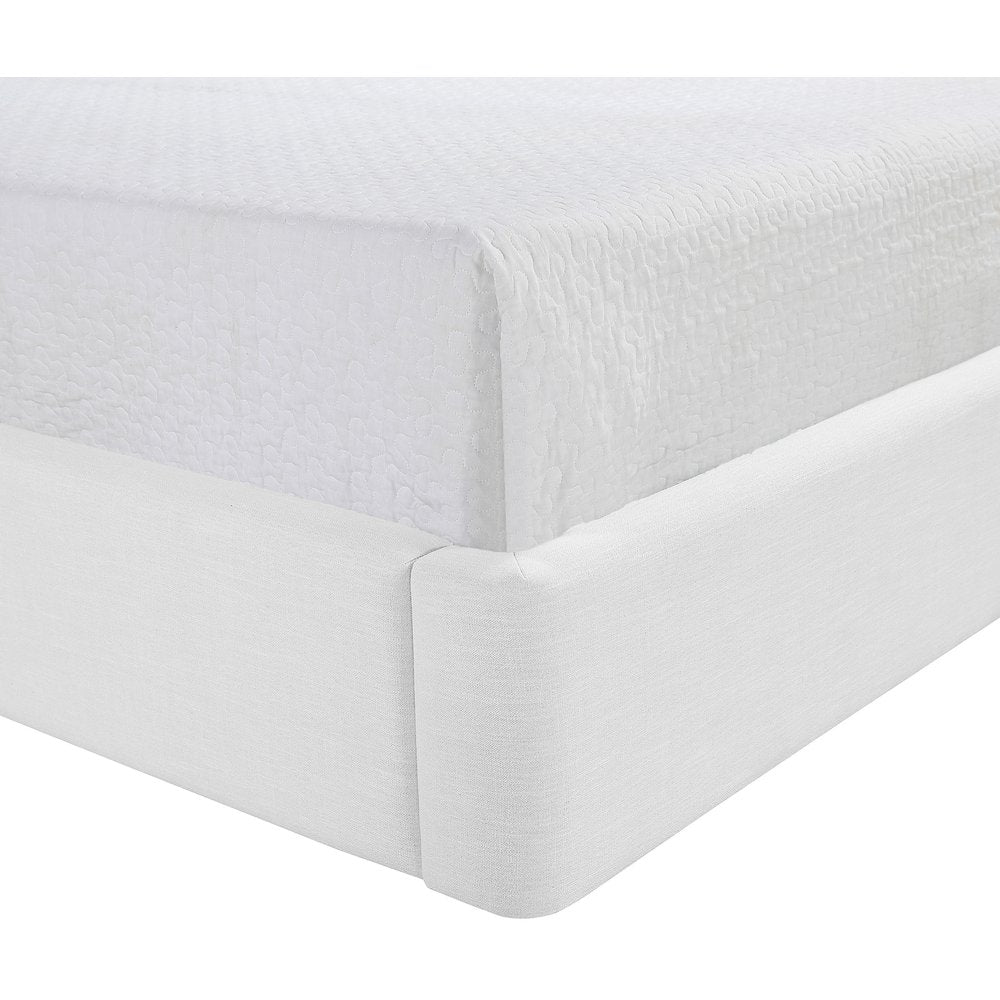 Kendall White Linen Textured Fabric Upholstered Full Bed