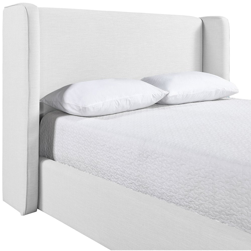 Kendall White Linen Textured Fabric Upholstered King Bed