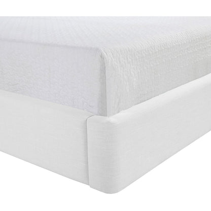 Kendall White Linen Textured Fabric Upholstered Queen Bed