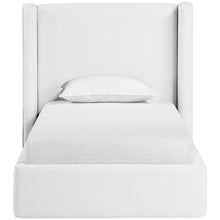 Kendall White Linen Textured Fabric Upholstered Twin Bed