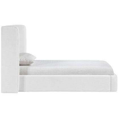 Kendall White Linen Textured Fabric Upholstered Twin Bed