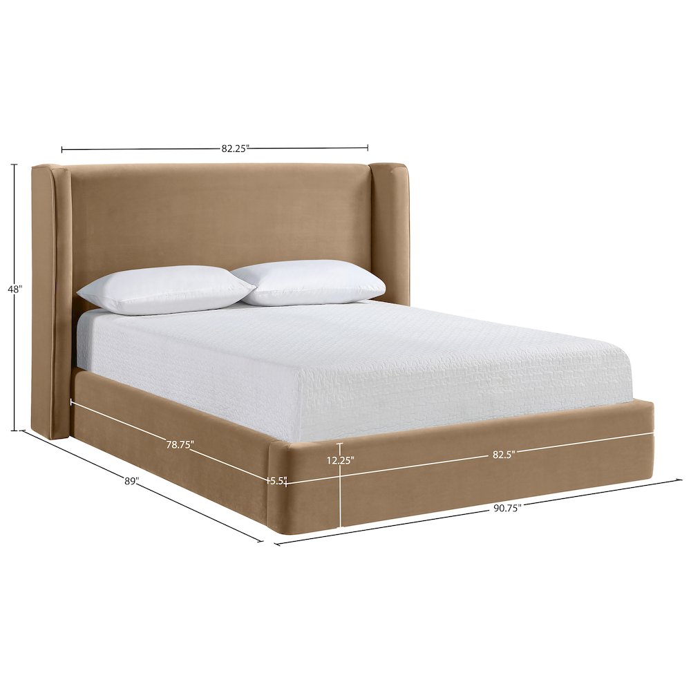 Kendall Beige Velvet Upholstered King Bed
