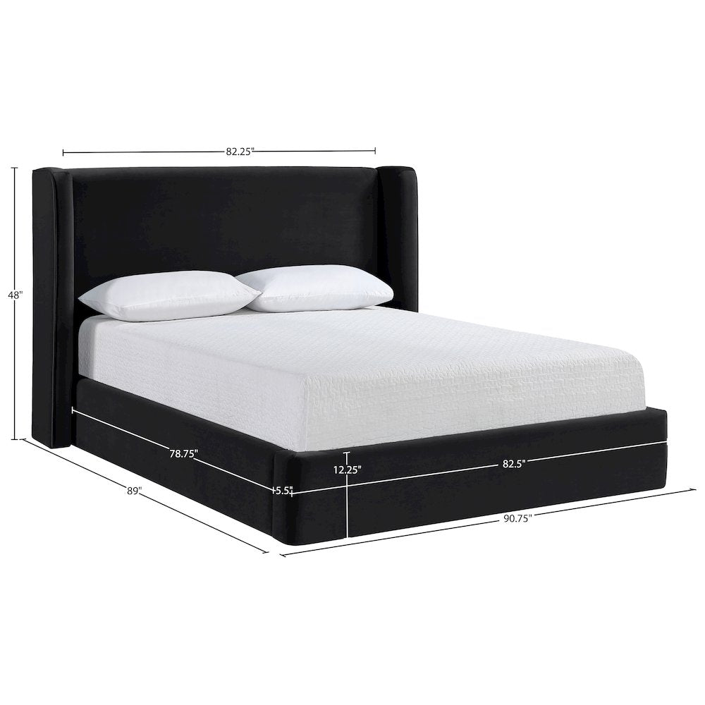 Kendall Black Velvet Upholstered King Bed