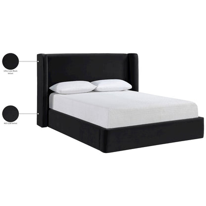 Kendall Black Velvet Upholstered King Bed