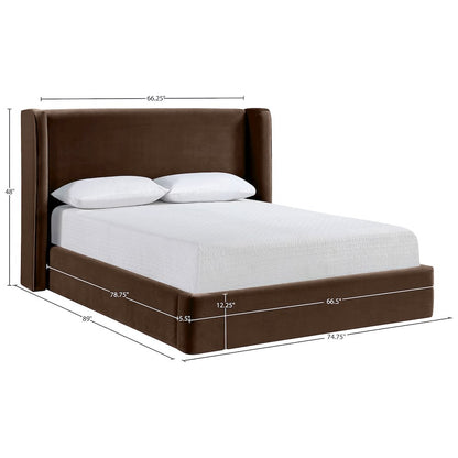 Kendall Brown Velvet Upholstered Queen Bed