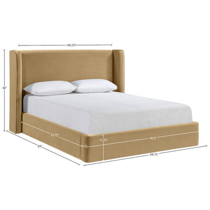 Kendall Camel Velvet Upholstered Full Bed