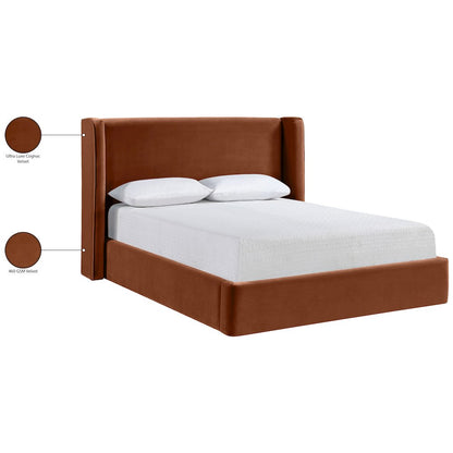 Kendall Cognac Velvet Upholstered King Bed