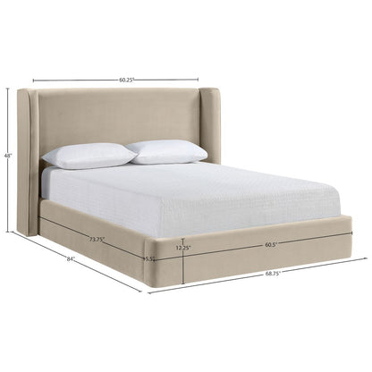 Kendall Cream Velvet Upholstered Full Bed