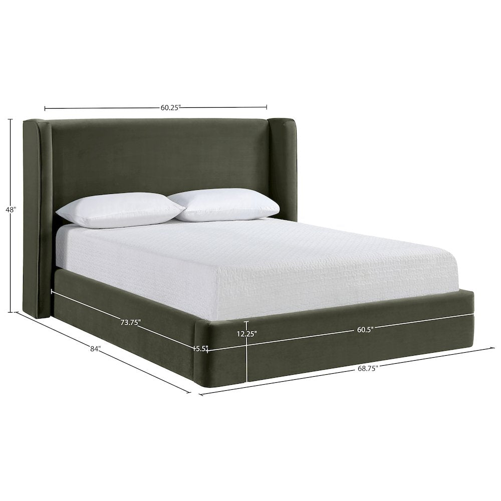 Kendall Green Velvet Upholstered Full Bed