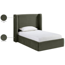 Kendall Green Velvet Upholstered Twin Bed