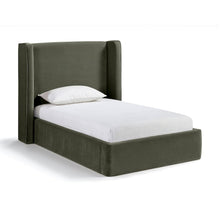 Kendall Green Velvet Upholstered Twin Bed