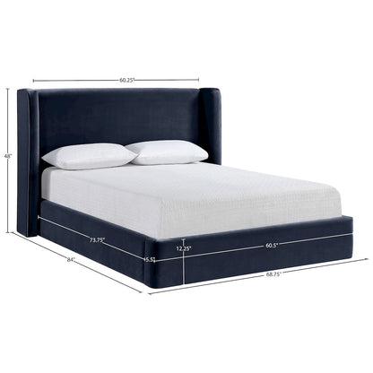 Kendall Navy Velvet Upholstered Full Bed