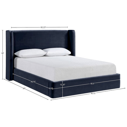 Kendall Navy Velvet Upholstered King Bed